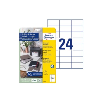 Avery Zweckform Etiketten A4, 70x36mm, Packung for 10 Blatt / 240 Etiketten