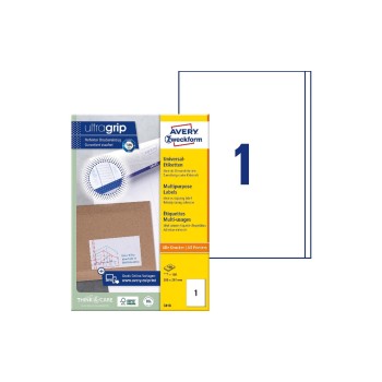 Avery Zweckform Etiketten A4, 200x297mm, Packung for 100 Blatt / 100 Etiketten