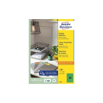 Avery Zweckform Etiketten grün, 70x37mm, 100 Bogen / 2400 Etiketten