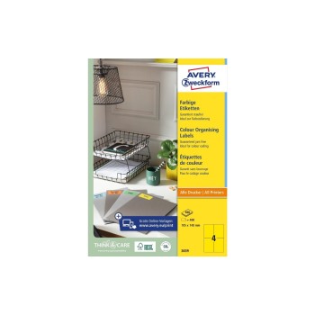 Avery Zweckform Etiketten yellow, 105x148mm, 100 Bogen / 400 Etiketten Avery Zweckform Etiketten yellow, 105x148mm, 100 Bogen / 400 Etiketten