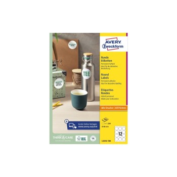 Avery Zweckform Etiketten rund, Durchmesser 60mm, 100 Blatt /1200 Etiketten