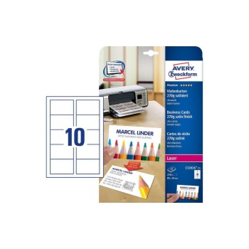 Avery Zweckform Visitenkarten Click & Clean, 270g, 25 Bogen/250 Karten, Inkjet Avery Zweckform Visitenkarten Click & Clean, 270g, 25 Bogen/250 Karten, Inkjet