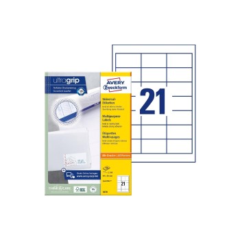 Avery Zweckform Etiketten A4, 64 x 36 mm, Packung for 100 Blatt / 2100 Etiketten