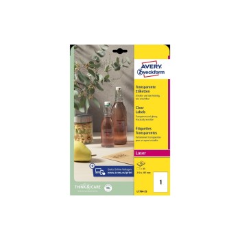 Avery Zweckform Etiketten kristallklar, A4, 25 Bogen / 25 Etiketten