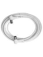 TV aerial cable, 3.75m, with 2 IEC angled male-female connectors, 75 Ohm, white
