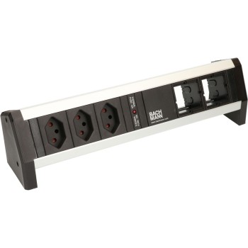 Steckdosenleiste DESK 1, 3xT13, 2xCustom, 2xAbdeckung leer, GST18 Stromein-& ausgang Steckdosenleiste DESK 1, 3xT13, 2xCustom, 2xAbdeckung leer, GST18 Stromein-& ausgang