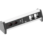 Steckdosenleiste DESK 1, USB, 2xT13, 2xCus, 2xAbdeckung leer, GST18 Stromein-& ausgang