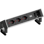 Steckdosenleiste DESK 2, 3xT13, 1xCustom, 1xAbdeckung leer, GST18 Stromein-& ausgang
