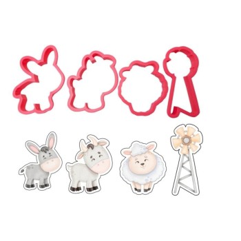 BackshopSchweiz Emporte-pièce pour biscuits Série de fermes avec âne, mouton et chèvre