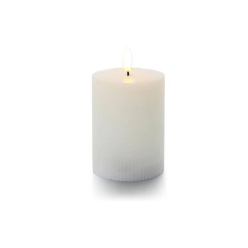 balthasar Bougie cylindrique LED Rainures blanc balthasar Bougie cylindrique LED Rainures blanc