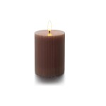 balthasar Bougie cylindrique LED Rainures, marron