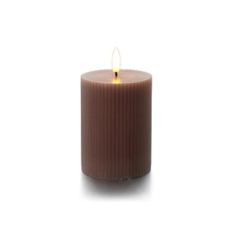 balthasar Bougie cylindrique LED Rainures, marron balthasar Bougie cylindrique LED Rainures, marron