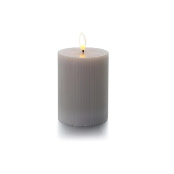 balthasar Bougie cylindrique LED Rainures, gris clair balthasar Bougie cylindrique LED Rainures, gris clair