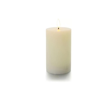 balthasar Bougie cylindrique LED Rainures, crème balthasar Bougie cylindrique LED Rainures, crème