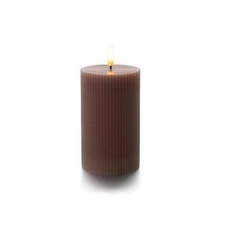 balthasar Bougie cylindrique LED Rainures, marron balthasar Bougie cylindrique LED Rainures, marron
