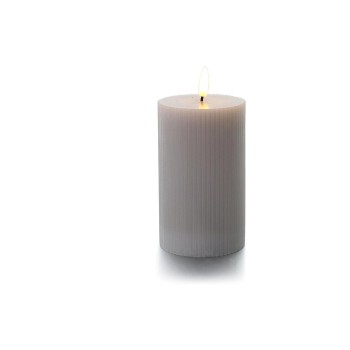 balthasar Bougie cylindrique LED Rainures, gris clair balthasar Bougie cylindrique LED Rainures, gris clair