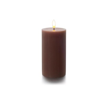 balthasar Bougie cylindrique LED Rainures, marron balthasar Bougie cylindrique LED Rainures, marron
