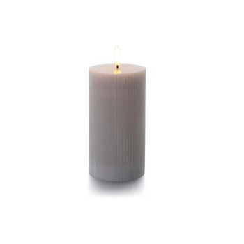 balthasar Bougie cylindrique LED Rainures, gris clair balthasar Bougie cylindrique LED Rainures, gris clair