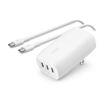 Belkin Boostcharge 67 W Ladegerät triple, withUSB-C-USB-C-cable, white Belkin Boostcharge 67 W Ladegerät triple, withUSB-C-USB-C-cable, white