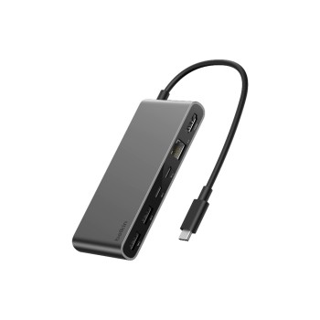 Belkin Connect 8-in-1 USB-C Hub, Dual USB-C Ports, Silber Belkin Connect 8-in-1 USB-C Hub, Dual USB-C Ports, Silber