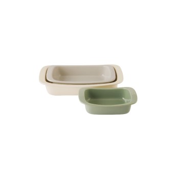 BergHOFF Services de plats en cocotte Leo Balance, 3 pièces, Angulaire, Beige/Vert