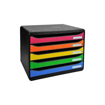 Biella Schubl. BIG-BOX PLUS ECO quer A4+, 5 Schubladen geschlossen, schwarz/harlekin Biella Schubl. BIG-BOX PLUS ECO quer A4+, 5 Schubladen geschlossen, schwarz/harlekin