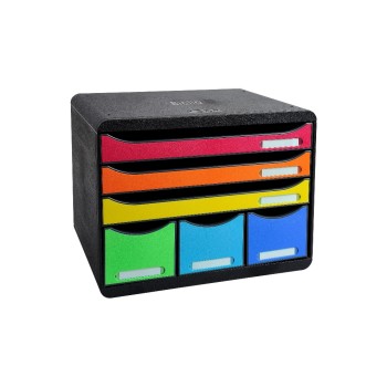 Biella Schubl.STORE-BOX MAXI ECO A4+, 6 Schubladen, schwarz/harlekin Biella Schubl.STORE-BOX MAXI ECO A4+, 6 Schubladen, schwarz/harlekin