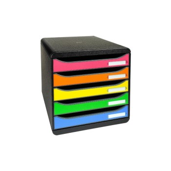 Biella Schubl. BIG-BOX PLUS ECO A4+, 5 Schubladen offen, schwarz/harlekin Biella Schubl. BIG-BOX PLUS ECO A4+, 5 Schubladen offen, schwarz/harlekin