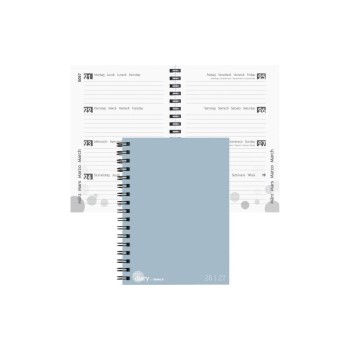 Biella Schüleragenda 2026/27 hellblau, 12x16.5cm, 3 1/2 Tag pro Seite, Wire-O