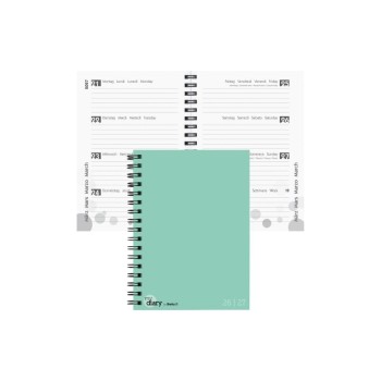Biella Schüleragenda  2026/27 türkis, 12x16.5cm, 3 1/2 Tag pro Seite, Wire-O