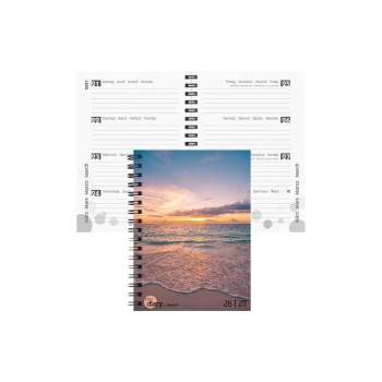 Biella Schüleragenda  2026/27 Sunset, 12x16.5cm, 3 1/2 Tag pro Seite, Wire-O