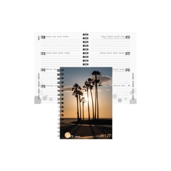 Biella Schüleragenda 2026/27 Palms, 12x16.5cm, 3 1/2 Tag pro Seite, Wire-O