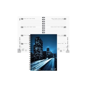Biella Schüleragenda 2026/27 City, 12x16.5cm, 3 1/2 Tag pro Seite, Wire-O