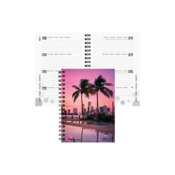 Biella Schüleragenda 2026/27 Miami, 12x16.5cm, 3 1/2 Tag pro Seite, Wire-O