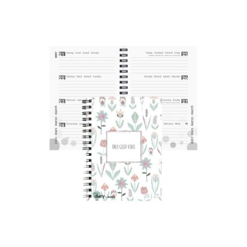 Biella Schüleragenda 2026/27 Flower, 12x16.5cm, 3 1/2 Tag pro Seite, Wire-O