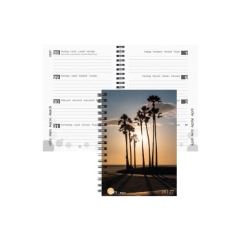 Biella Schüleragenda 2026/27 Palms, 14.5x20.5cm, 3 1/2 Tag pro Seite, Wire-O