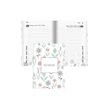Biella Schüleragenda 2026/27 Flower, 12x16.5cm,1 Tag pro Seite, gebund. wattiert