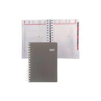Biella Agenda commercial Registra plus Wire-O Non, 2027, Gris Biella Agenda commercial Registra plus Wire-O Non, 2027, Gris