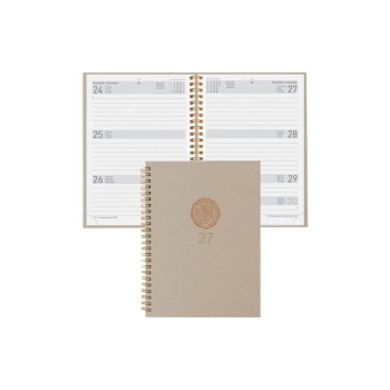 Biella Agenda commercial Dispo Term Naturel Wire-O Fleur, 2027, Beige