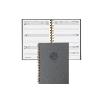 Biella Agenda commercial Dispo Term Naturel Wire-O Fleur, 2027, Gris