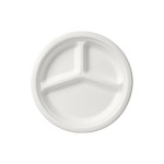 Biopak Teller 3-geteilt Ø 26 cm, 50Stück, Bagasse white