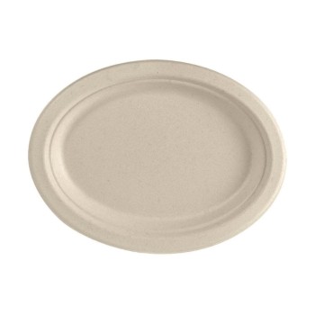Biopak Teller oval Braun 26 cm, 50Stück, Bagasse Braun