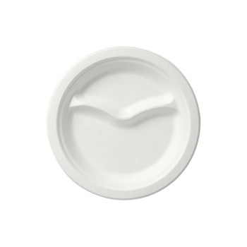 Biopak Teller 2-geteilt Ø 22 cm, 50Stück, Bagasse white