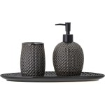 Bloomingville Distributeur de savon Hrin Set de 3 pièces, Anthracite