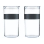 Bodum Bocal à provisions Presso 2 pièces, 2 l, Noir/Transparent