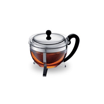Bodum Chambord Teebereiter, Glas, schwarz,m. Edelstahlfilter, 1.3L