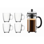 Bodum Chambord Set Kaffeebereiter 1 Liter, inkl. 4 Tassen 0.35 Liter