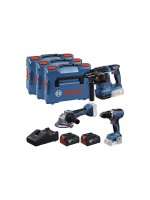 Bosch Professional Set di utensili per batteria GSR + GBH + GWS + 2x GBA 5.0 Ah en L-BOXX