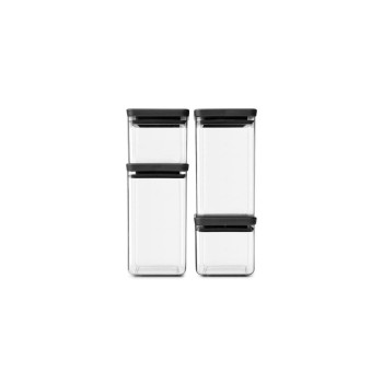 Brabantia 4er-Set Vorratsdose eckig, 2x0,7 + 2x1,6, Dark Grey Brabantia 4er-Set Vorratsdose eckig, 2x0,7 + 2x1,6, Dark Grey