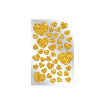 B+C Sticker Glitter Herzen Gold, 1 Blatt à 40 Sticker